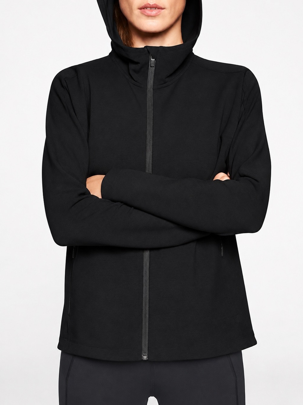 Athleta Modern Life Full Zip Hoodie Jacket in Black Womens Small Style #201222